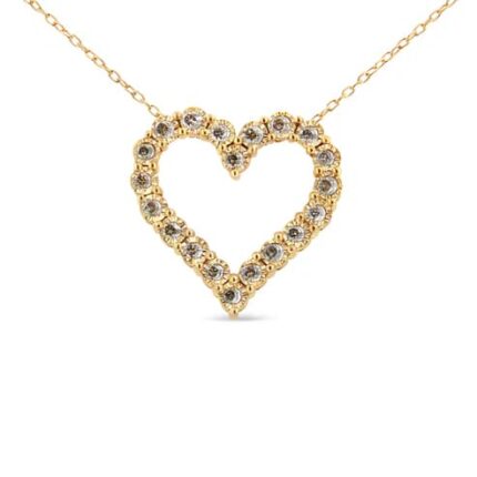 tudra treasure Rolo Champagne Diamond Miracle Plate Heart Pendant Necklace