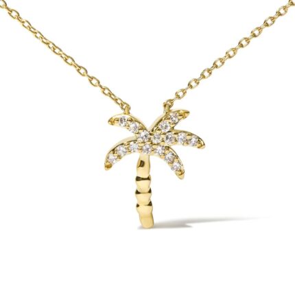 Tudra Treasure jewelry Diamond Palm Tree Pendant Necklace